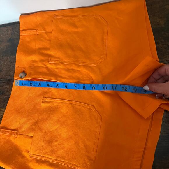 Meave by Anthropologie The Colette Shorts Linen Blend Orange Size 32 High Waist - Picture 6 of 9